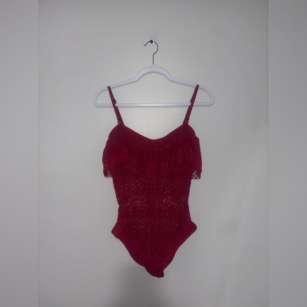 Aqua Rose | Burgundy Lace Swimsuit